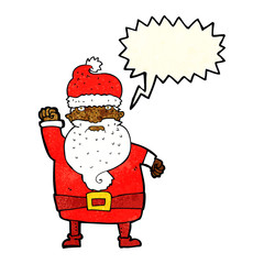 cartoon angry santa claus with speech bubble