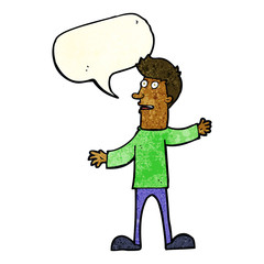 cartoon surprised man with speech bubble