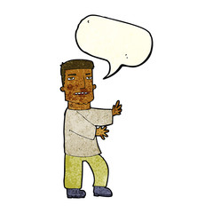 cartoon man gesturing with speech bubble