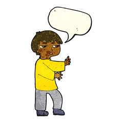 cartoon man gesturing with speech bubble