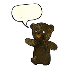 cartoon black bear cub with speech bubble