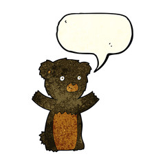 cartoon black bear cub with speech bubble