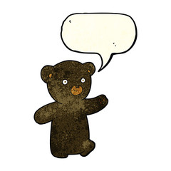 cartoon black bear cub with speech bubble