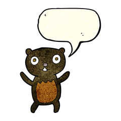 cartoon black bear cub with speech bubble