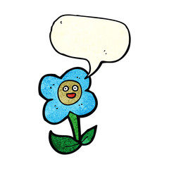 cartoon flower with face with speech bubble
