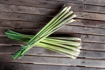 Lemongrass place on the wood, herb plant
