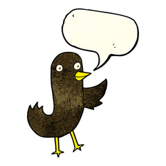 funny cartoon bird with speech bubble