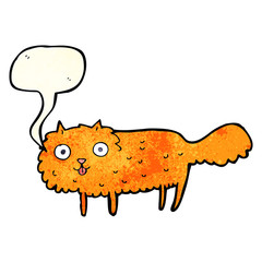 cartoon furry cat with speech bubble