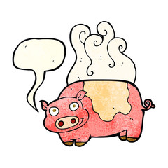 cartoon pig with speech bubble