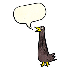 funny cartoon bird with speech bubble