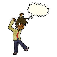 cartoon excited boy with speech bubble