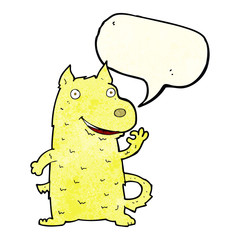cartoon happy dog with speech bubble