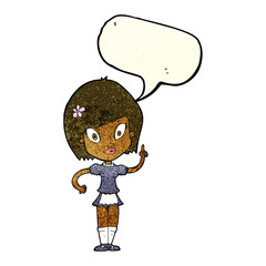 cartoon pretty maid with speech bubble