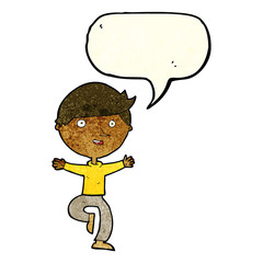 cartoon excited man with speech bubble