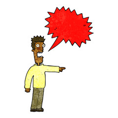 cartoon terrified man with speech bubble