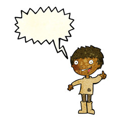 cartoon excited boy with speech bubble