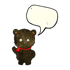 cute cartoon black bear with speech bubble