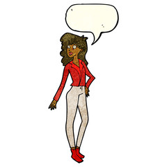 cartoon pretty woman  with speech bubble