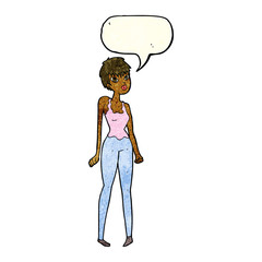 cartoon pretty woman  with speech bubble