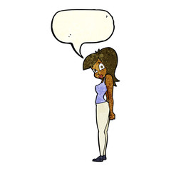 cartoon pretty woman  with speech bubble
