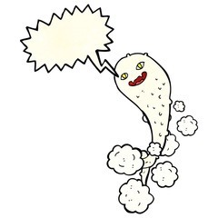 cartoon spooky ghost with speech bubble