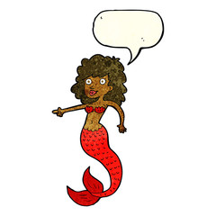 cartoon mermaid with speech bubble