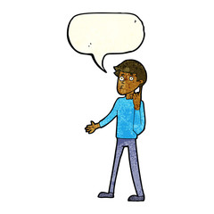 cartoon man asking question with speech bubble