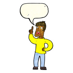 cartoon man with complaint with speech bubble