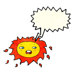 cartoon sad sun with speech bubble