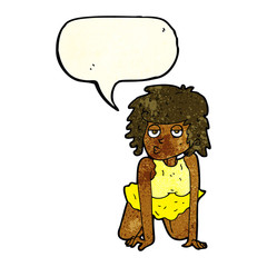 cartoon woman doing pin-up pose with speech bubble