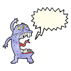 cartoon crazy monster with speech bubble