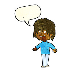 cartoon excited man with speech bubble