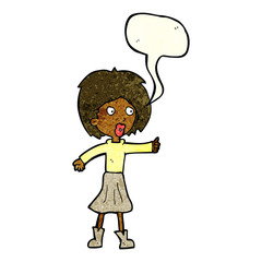 cartoon woman  with speech bubble