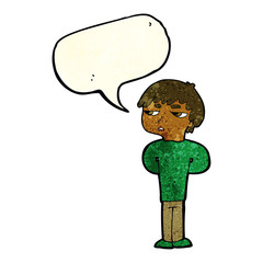 cartoon antisocial boy with speech bubble