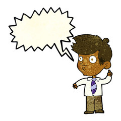 cartoon boy asking question with speech bubble