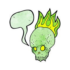 cartoon spooky skull with speech bubble