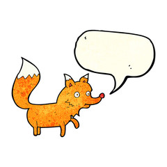 cartoon fox cub with speech bubble