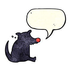cartoon dog scratching with speech bubble