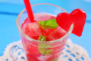 watermelon drink with mint and ice