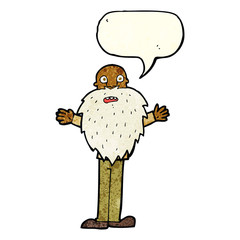 cartoon bearded old man with speech bubble