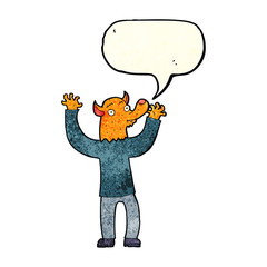 cartoon happy fox man with speech bubble