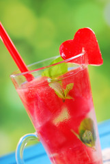 watermelon drink with mint and ice