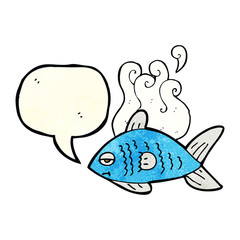 cartoon funny fish with speech bubble