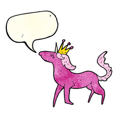 cartoon unicorn with speech bubble