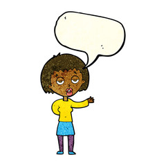 cartoon bored woman with speech bubble