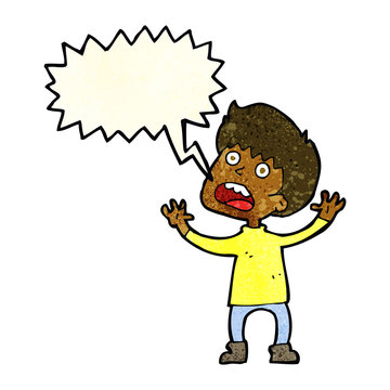 recommend clip art: cartoon stressed boy with speech bubble