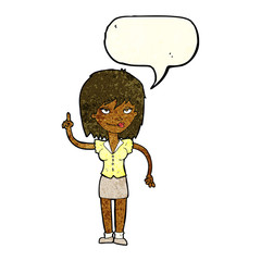 cartoon woman with idea with speech bubble