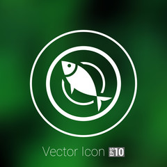 Fish menu icon logo seafood fork tuna vector
