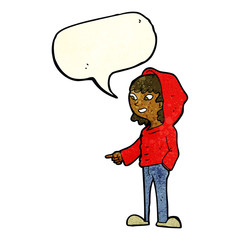 cartoon pointing teenager with speech bubble