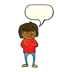 cartoon happy person with speech bubble